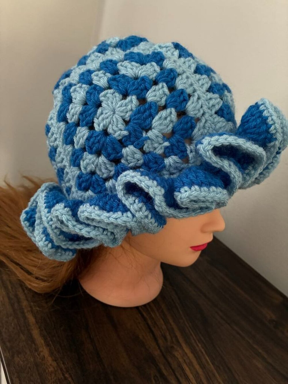 Handmade crochet ruffle hat NEW